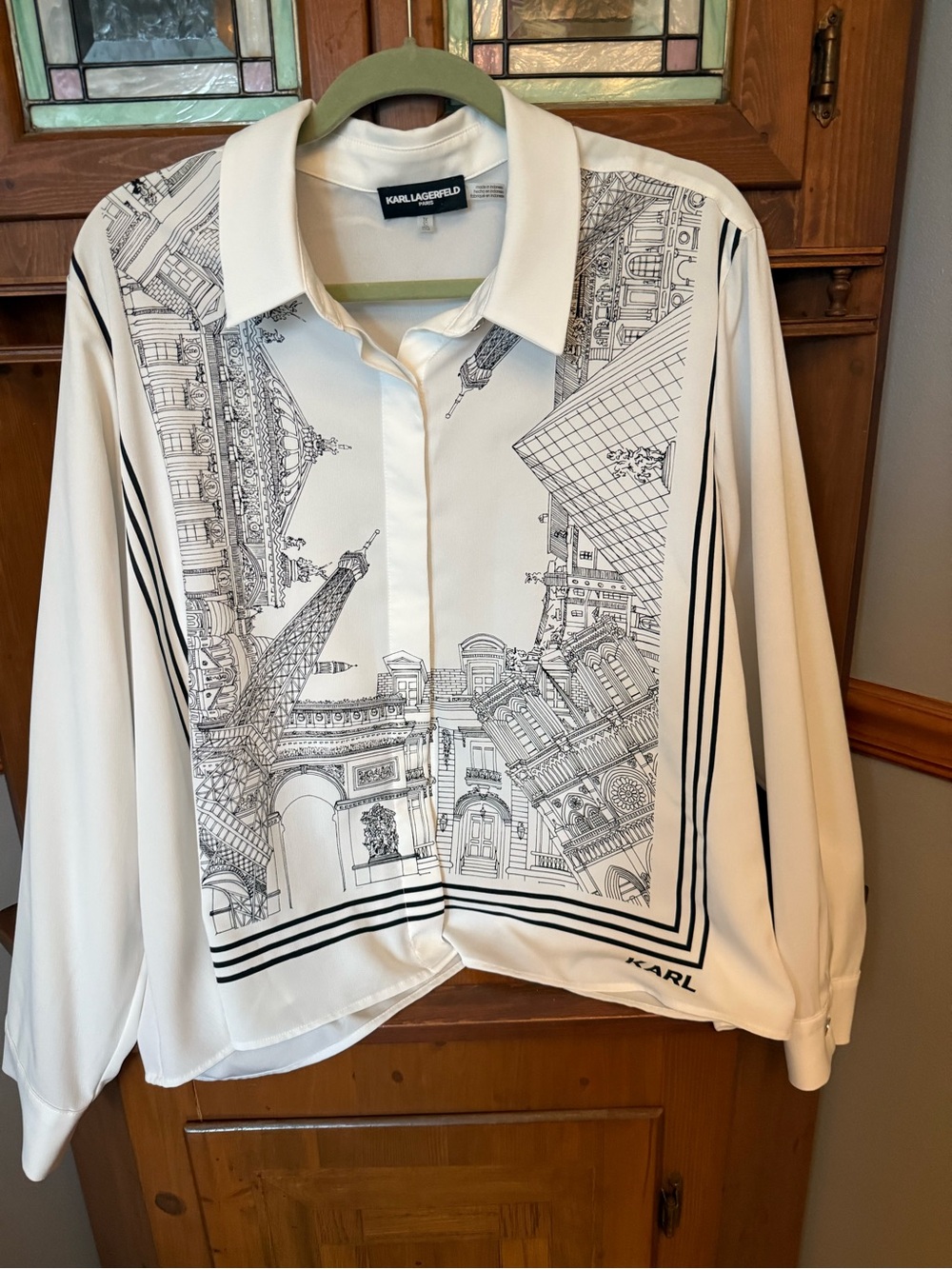 Karl Lagerfeld Paris Placed Print Button Down Blouse
1X